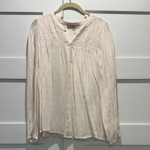 LOFT Ivory and Gold Women's Blouse